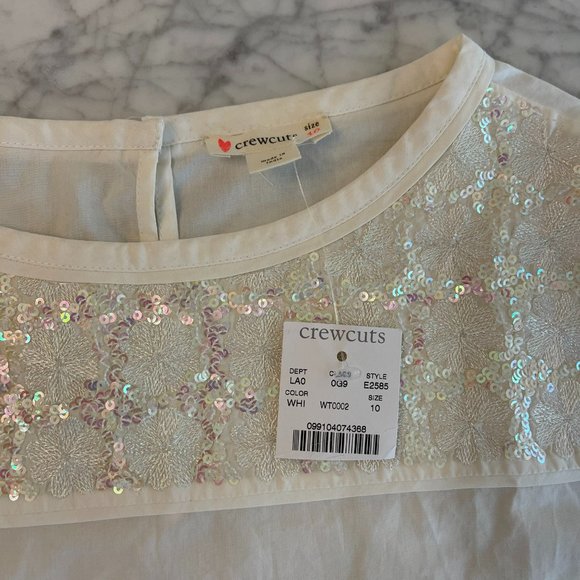 J. Crew Crewcuts Embellished White Blouse Girls Size 10 - Picture 4 of 5